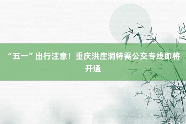 “五一”出行注意！重庆洪崖洞特需公交专线即将开通