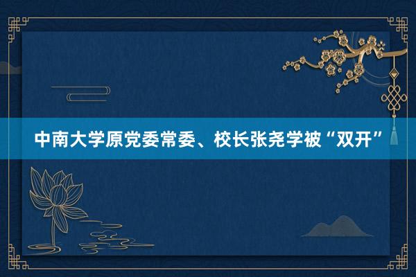中南大学原党委常委、校长张尧学被“双开”