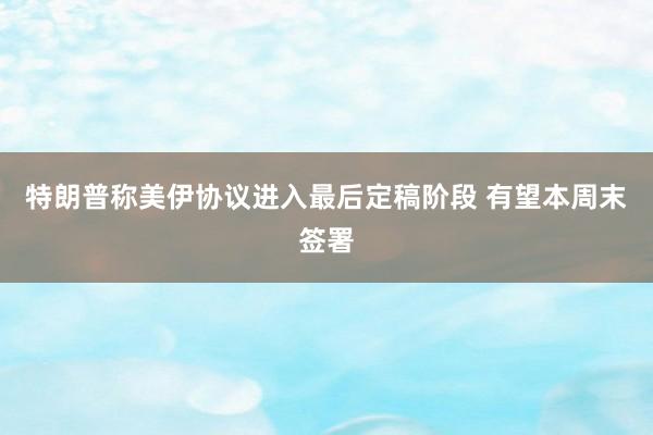 特朗普称美伊协议进入最后定稿阶段 有望本周末签署