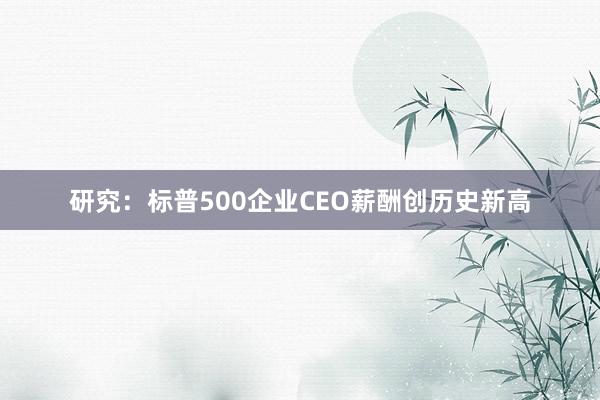 研究：标普500企业CEO薪酬创历史新高