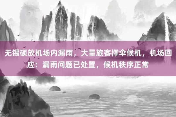 无锡硕放机场内漏雨，大量旅客撑伞候机，机场回应：漏雨问题已处置，候机秩序正常