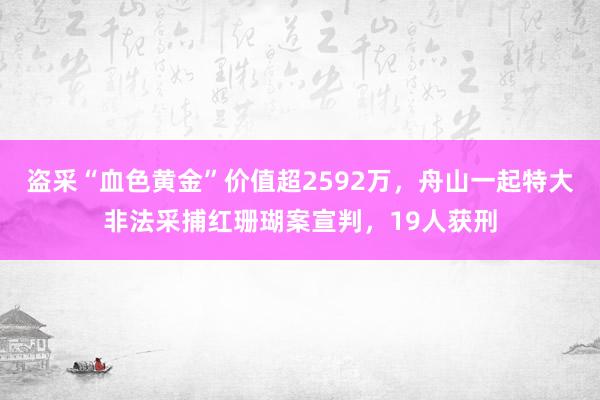 盗采“血色黄金”价值超2592万，舟山一起特大非法采捕红珊瑚案宣判，19人获刑