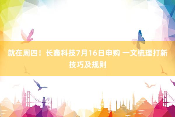 就在周四！长鑫科技7月16日申购 一文梳理打新技巧及规则