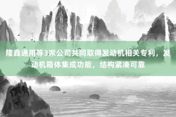 隆鑫通用等3家公司共同取得发动机相关专利，发动机箱体集成功能，结构紧凑可靠