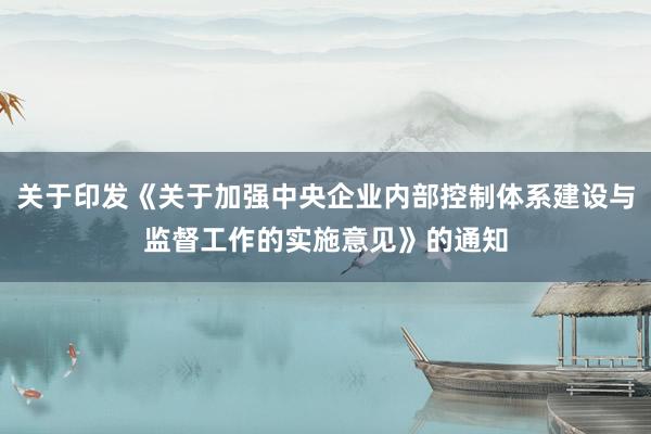 关于印发《关于加强中央企业内部控制体系建设与监督工作的实施意见》的通知