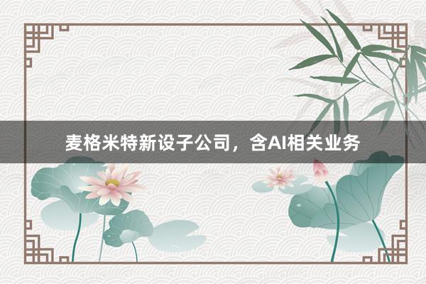 麦格米特新设子公司，含AI相关业务