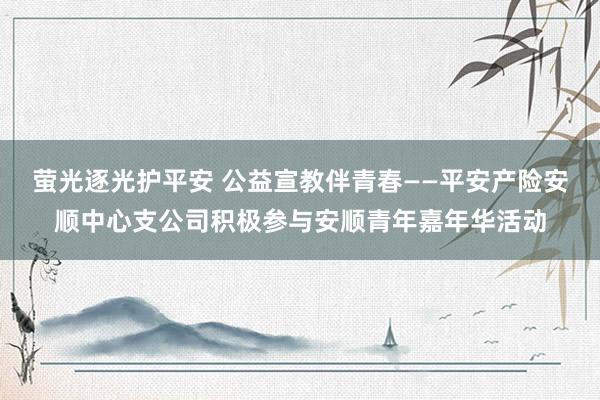 萤光逐光护平安 公益宣教伴青春——平安产险安顺中心支公司积极参与安顺青年嘉年华活动