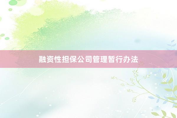 融资性担保公司管理暂行办法