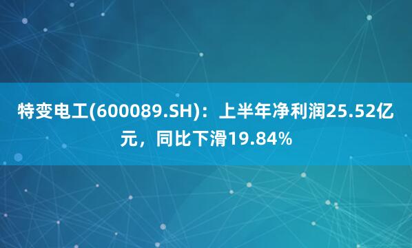 特变电工(600089.SH)：上半年净利润25.52亿元，同比下滑19.84%