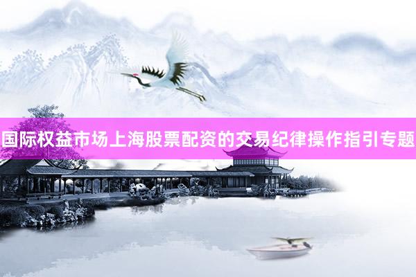 国际权益市场上海股票配资的交易纪律操作指引专题