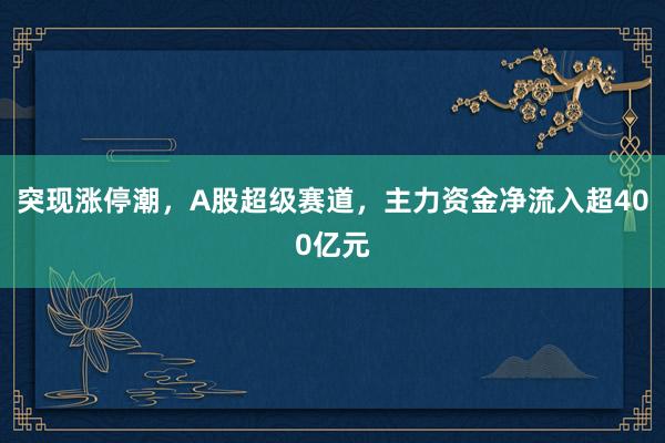 突现涨停潮，A股超级赛道，主力资金净流入超400亿元
