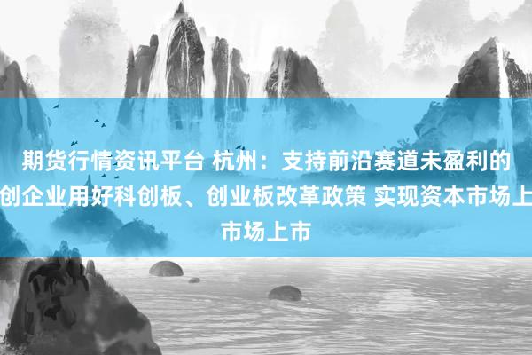 期货行情资讯平台 杭州：支持前沿赛道未盈利的科创企业用好科创板、创业板改革政策 实现资本市场上市