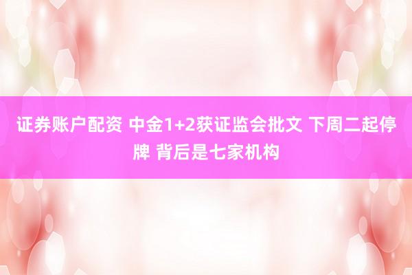 证券账户配资 中金1+2获证监会批文 下周二起停牌 背后是七家机构