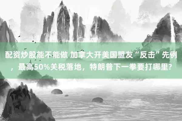 配资炒股能不能做 加拿大开美国盟友“反击”先例，最高50%关税落地，特朗普下一拳要打哪里?