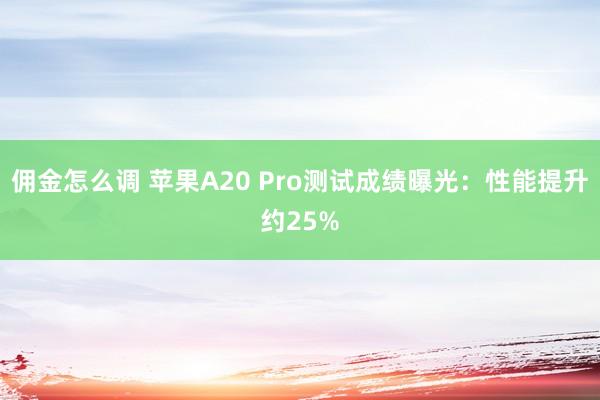 佣金怎么调 苹果A20 Pro测试成绩曝光：性能提升约25%