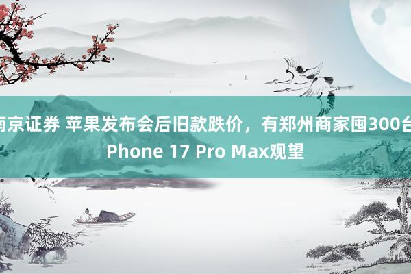 南京证券 苹果发布会后旧款跌价，有郑州商家囤300台iPhone 17 Pro Max观望