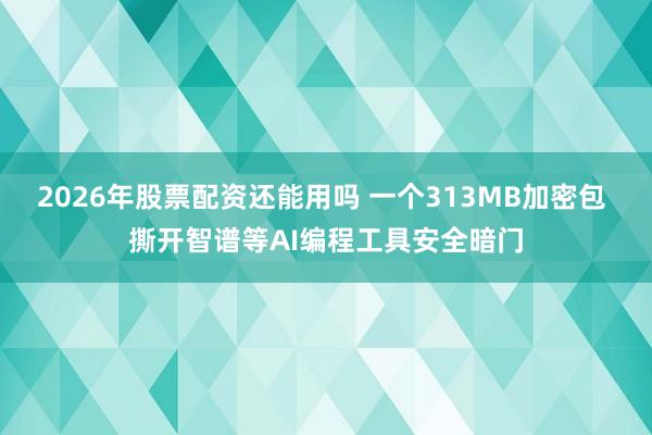 2026年股票配资还能用吗 一个313MB加密包 撕开智谱等AI编程工具安全暗门