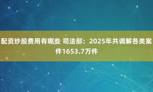 配资炒股费用有哪些 司法部：2025年共调解各类案件1653.7万件