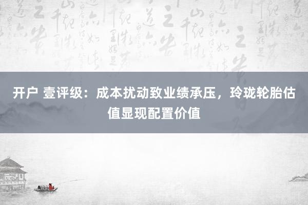 开户 壹评级：成本扰动致业绩承压，玲珑轮胎估值显现配置价值